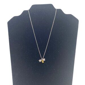 3D Bee Pendant Necklace Silver Tone Adjustable Chain‎ Cupronickel Modern Design